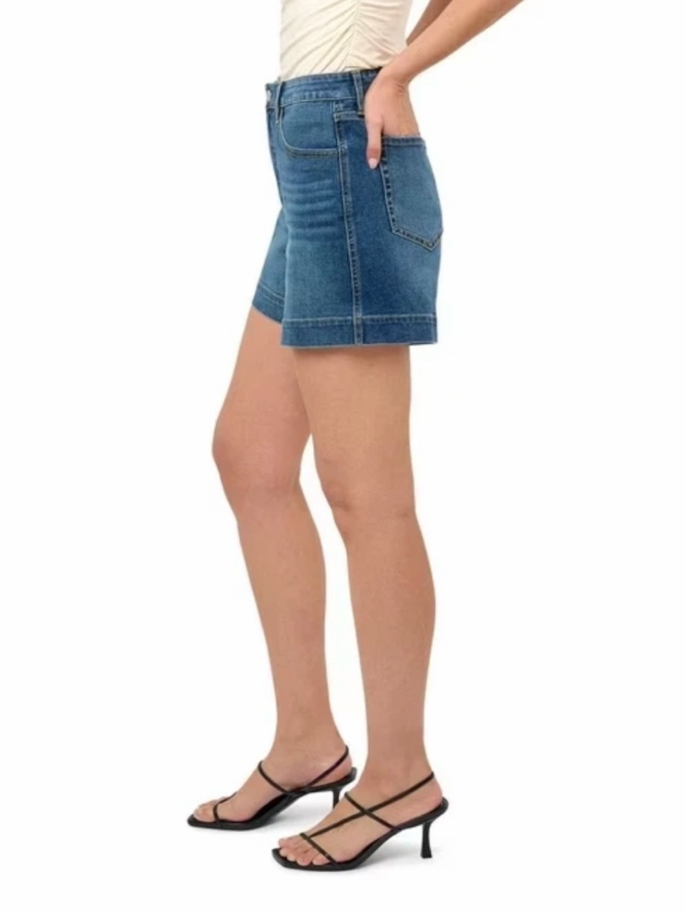 Rebecca Minkoff Mid-Rise Blue Denim Shorts - Picture 3 of 11